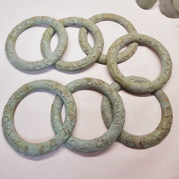 7 Vtg Metal Curtain Drapery Tie Backs ~ Round Art Design ~ Architectural Salvage - Picture 1 of 8